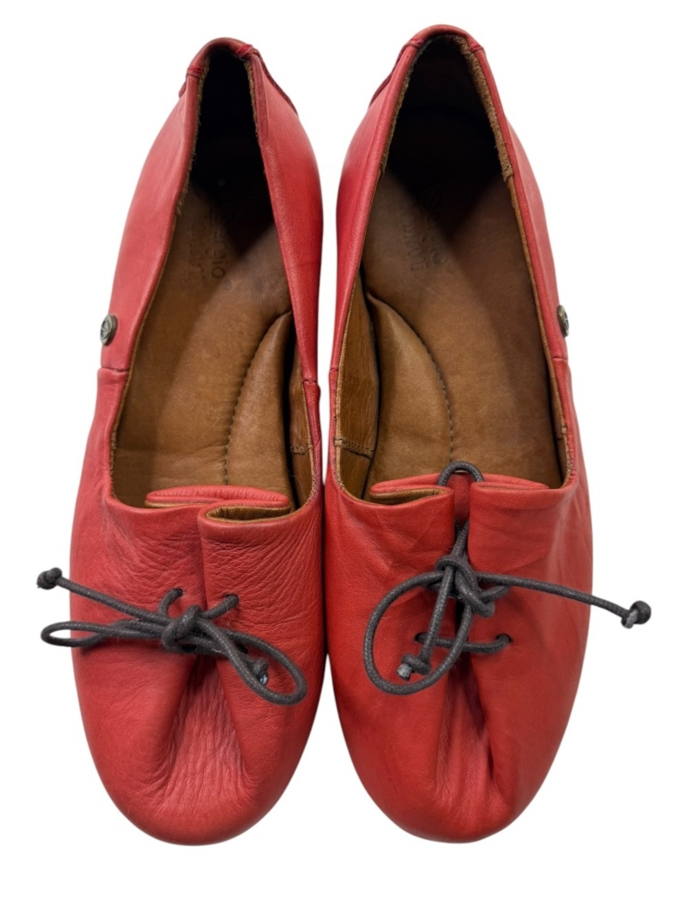 Sergio Tomani Tuka Leather Ballet Flats Coral Orange Comfort Shoes